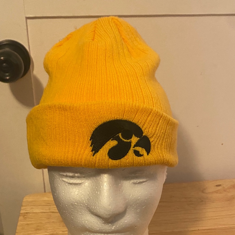 Iowa Hawkeye Yellow Beanie with Black Logo